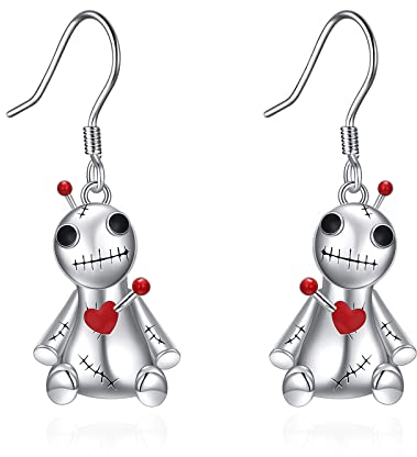 YFN Voodoo Ohrringe Sterling Silber Hexe Voodoo Ohrringe Gothic Tropfen Ohrringe Schmuck Geschenke für Damen Mädchen