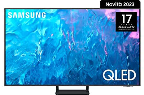 Samsung TV QE55Q70CATXZT QLED 4K, Smart TV 55 Processore Quantum 4K, Dual LED, OTS Lite, AirSlim Design, Integrato con Bixby e Alexa compatibile con Google Assistant, Titan Gray 2023