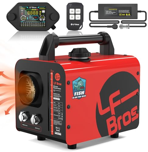 LF Bros 5KW Dieselheizung Plateau-Version, Standheizung Diesel 12V/220V All-in-One mit Timer, LCD-Display & Fernbedienung- Schnelle Aufheizung für Eisfischen, Zelt, Wohnmobil, Gartenhaus (Rot)