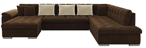 Mirjan24 Eckcouch Ecksofa Niko Bis, Design Sofa Couch mit Schlaffunktion und Bettkasten U-Sofa Farbauswahl Wohnlandschaft vom Hersteller (Ecksofa Links, Magic Velvet 2299 + Magic Velvet 2250)