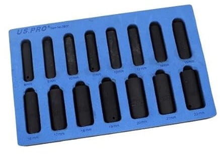 US PRO Tools 15PC 3/8 DR 6PT Deep Impact Socket Set Metric 8-22MM 3831