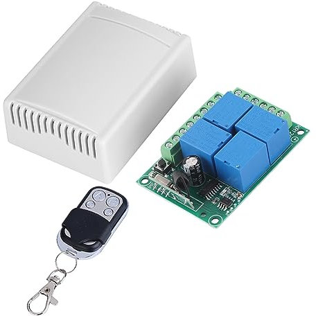 Control inalámbrico para puertas de garaje, placa receptora, 12 V, 4 canales, interruptor de relé de 433 MHz, control remoto