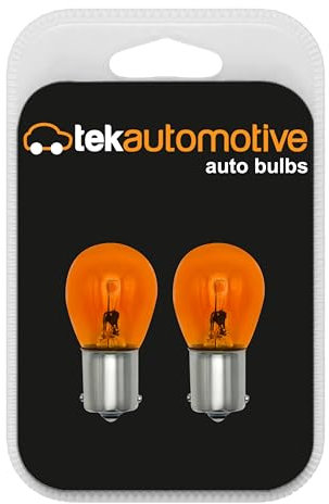 Tek Automotive 343 Blinkerlampen, orangefarben, bernsteinfarben, Autolampen, Kontrollleuchte, 382Y, 12 V, 21 W, BA15S, gerade Füllstandstifte, Doppelpack