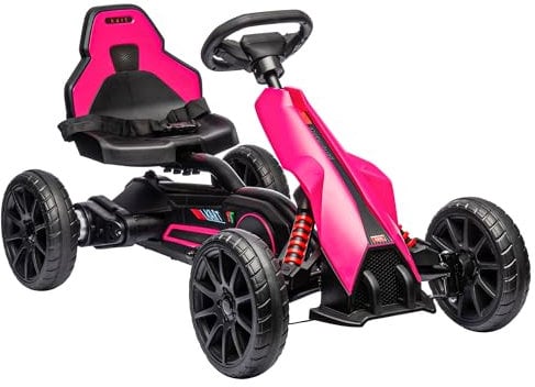 HOMCOM Electric Go Kart for Kids, 12V Battery Powered Drift Kart with Dual Speed, Forward and Reverse, Safety Belt for Boys and Girls, Ages 3-8 Years, Pink