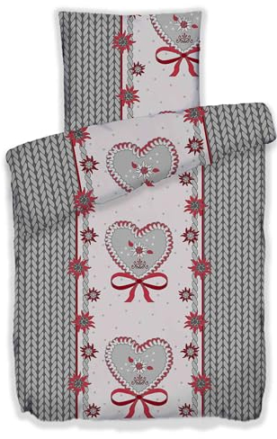 MB Warenhandel24 Bettwäsche Winter 135x200 + 80x80 cm Microfaser Flausch Fleece Thermofleece warm 2 TLG teilig (ca. 1x 135x200 + 1x 80x80 cm, Edelweiss Rot)
