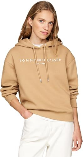 Tommy Hilfiger Damen Hoodie mit Logo, Grün (Classic Khaki), XXS