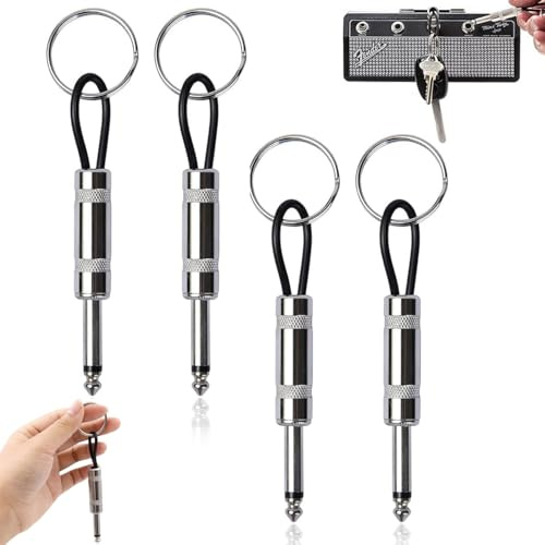 Norhogo Paquete de 4 llaveros para guitarra Marshall JCM800, ganchos para llaves de amplificador de guitarra, soporte para llaves con enchufe de 6,35 mm, soporte para llaves Marshall, elegantes y