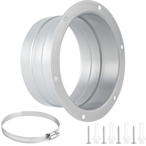 Ø 100mm Lüftungsrohr Verbinder für Klima und Lüftungssystem Abluftschlauch Adapter Wandflansch Verbinder mit Schlauchschellen und Schrauben Metall Wand Flansch für Abluftschlauch
