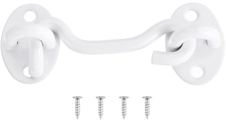 sourcing map 3 Inch Hook and Eye Latch, Barn Door Lock Privacy Hardware Stainless Steel Gate Lock for Window Cabin Hooks Sliding Door Bedroom Bathroom, White