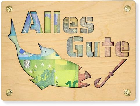 ZUKLA Verpackung für Geldgeschenke XL 20 x 15 cm - Geschenk für Angler - Geldgeschenk Verpackung Holz - Eine Originelle Idee, Geld zu Verschenken - Geschenkgutschein - Handmade