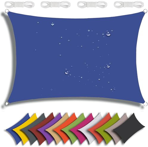 QIAQ Sonnensegel Wasserdicht Rechteckig Sonnenschutz Wasserabweisend Premium Polyester Mit UV Schutz Für Balkon Garten Terrasse (1.8x2m,Blau)