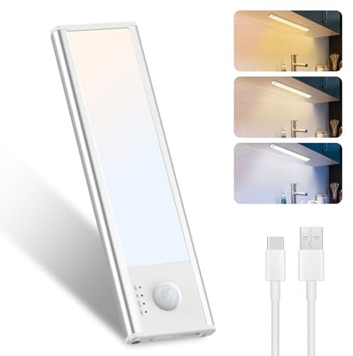 libtit 15CM Under Cabinet Kitchen Lights LED, USB Rechargeable Motion Sensor Cupboard Lights Indoor, 3000K-6500K Dimmable Cabinet Light, Wireless Shelf Lighting for Stairs, Hallway, Garage