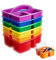 6Pcs Classroom Caddy Plastic Divided Table Caddy Storage Organizer With Handle - 3 Compartments