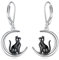 Katze Mond Tropfen Ohrringe für Damen 925 Sterling Silber Süße Tier Ohrhänger Schmuck Geschenk