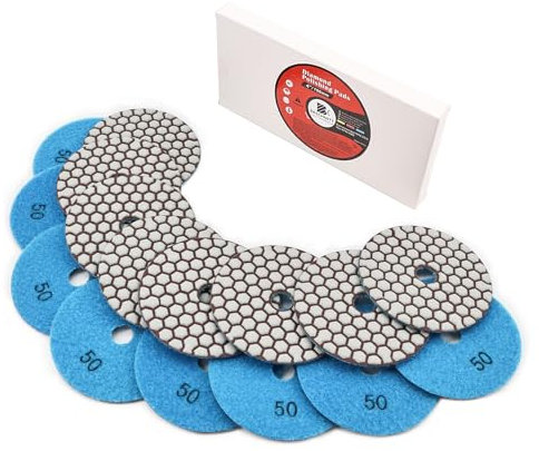BRSCHNITT Diamant Polierscheiben Set 100mm - #50 Trockendiamant Polierpad Set für Granit Stein Beton Marmor Bodenschleifer oder Polierer (8 stücke)