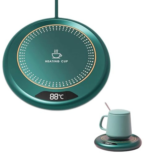 Tassenwärmer, Elektrischer Kaffeewärmer, USB Getränkewärmer, Teewärmer, Schreibtisch Tassenwärmer, Kerzenwärmer mit 3 Temperatureinstellungen, Abschaltautomatik, Becherwärmer für Büro/Haushalt (Grün)