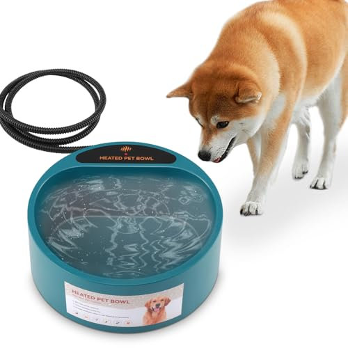 Beheizter Wassernapf für Hunde, 2.2L Thermostatisch Beheizter Trinknapf, Anti-Bite Kabel, Beheizbare Hühnertränke, Outdoor Wassernapf für Kaninchen, Frostsicherer Wassernapf beheizt für Geflügel