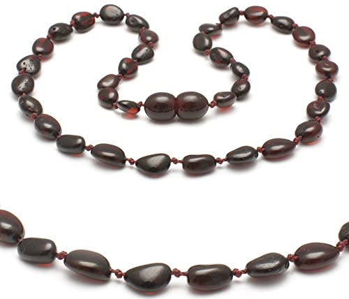 Bernsteinkette - Handgefertigte Bernstein Kette für Damen, Herren, Kleine & Erwachsene - Naturschmuck, Edelsteinketten Geschenkidee, Ostsee Schmuck, Glücksbringer (KIRSCHE, 42 CM)