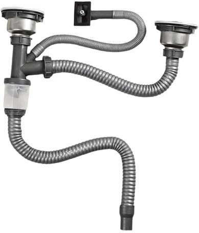 KESOTO Tubo de Desagüe para Lavabo, de Drenaje, Doble Lavabo, Instalación Sencilla, Manguera para Desagüe