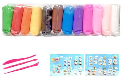 Lufttrockener Ton Modelliermasse, 12 Farben Modelliermasse mit 3 Tonwerkzeugen, ultraleichter magischer Ton, Bastelsets für Mädchen, tolle Geschenke für 3-12