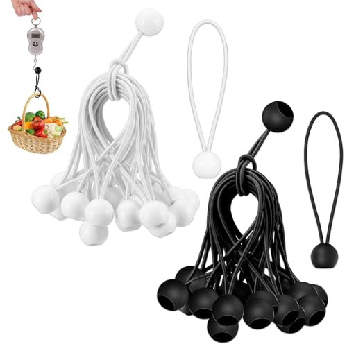 Lot de 12 tendeurs en caoutchouc avec boule, 15 cm, multifonctions, avec boule, tendeurs en caoutchouc robustes pour bâches, tentes, bannières, tentes de camping