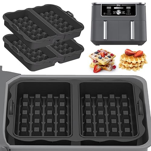 2 Stück Silikon Waffelform für Belgisches Waffeleisen, Waffeleinsatz Heißluftfritteuse Zubehör Kompatibel mit Ninja AF300EU, AF400EU, AF451EU, SL400EU und AF500DE, Ninja Waffeleisen Zubehör (A)