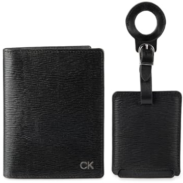 Calvin Klein Set di portafogli da uomo-minimalista Bifold e custodie per carte, Passaporto nero, Taglia unica, Set di portafogli - Bifold minimalista e custodie per carte