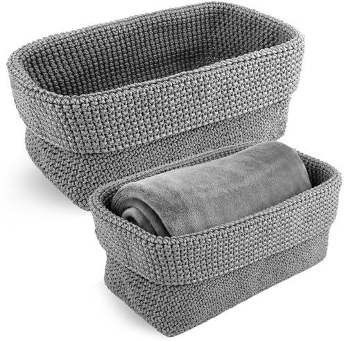 2 cestas de almacenamiento trenzadas, cesta de almacenamiento para toallas de invitados, cesta trenzada para baños, cocinas, salas de estar, oficinas, cestas de almacenamiento para toallas,