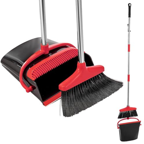 BLUE BAZAAR 1PC Long Handled Dustpan Brush Set Upright Broom Combo | Long Handled Dustpan Brush Set – Upright cleaning combo with back-friendly design, ideal for home, kitchen, office