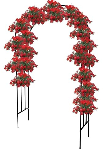 Rosenbogen 240cm H Metall Rankhilfe Bogen, Stabil Wetterfest Gartenbogen Rankbogen, Garten Torbogen Rankgitter für Jede Art von Rankpflanzen(Black,230X240CM)