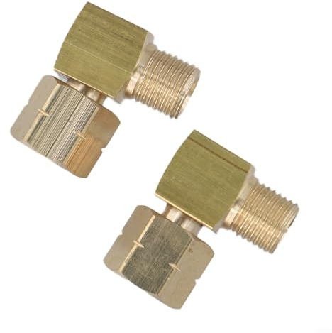 HOHOVYVY Lot de 2 raccords coudés de raccordement à gaz - En laiton - 90° - Raccord de gaz 1/4 - Filetage intérieur et extérieur - Pour plaque de cuisson à gaz