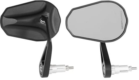 GAZZINI Lenkerendenspiegel Napoli Motorrad, Spiegel Links oder Rechts, E Geprüft, Universalspiegel Schwarz, Motorradspiegel Aluminium, Ein Stück