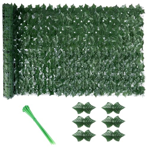 PZJFH Efeu Sichtschutz Zaun,100x300cm Balkon Sichtschutz, Künstliche Hecke Sichtschutz Garten,Sichtschutz Efeu,Hecke Zaun,UV-Beständig,Geeignet Zur Garten- und Balkondekoration(1PCS)