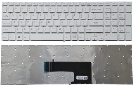 LWDOZMD Englisch Laptop-Tastatur für Sony für VAIO SVF15 SVF152 SVF153 SVF154 9Z.NAEBQ.00R SVF15N17CXB AEHK97001103A(White)