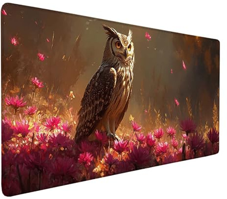 Desk Mat Large 100x50cm, Brown Gaming Mouse Pad Owl Desk Mat with 3MM Stitched Edges, Non-Slip Rubber Base Mousepad Home Decor for PC, Laptop, Gaming, Office and Home, Gifts for Women -bby250977