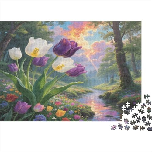 Puzzle 1000 pièces Tulipe Carton Recyclé Tulipes Forêt, pour Adultes, Jeu de Puzzle Difficile Amélioration de la Mémoire, Meilleure Vente, 38x26cm/1000pcs