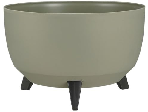 MICA Decorations Doppio Support Plante - 20,5 x Ø40 cm - Jardiniere Exterieur Grande Taille - Jardiniere sur Pieds - Plastique Recyclé - Vert Clair