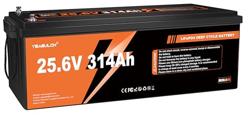 Yeagulch 24V 314Ah - Batteria al Litio LiFePO4, BMS 200A, 8038Wh | 15000 Cicli, protezione dalle basse temperature, perfetta per camper, impianti solari off‑grid e backup domestico