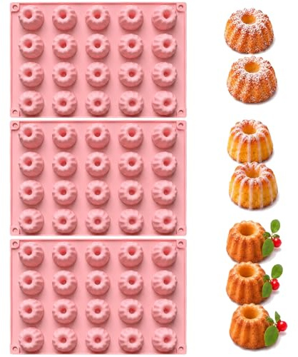 XVZZGNTH Mini Gugelhupfform Silikon 3 Stück, 60 Mulden Backform | Antihaft Silikonform für Mini Kuchen, Dessert, Pudding und Schokolade. Ideal zum Backen und Dekorieren