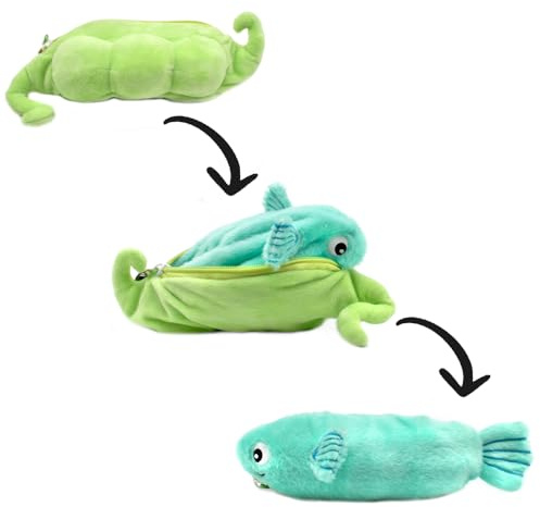 FLIPETZ by Les Deglingos – Wendeplüschtier Fisch/Punkte – Kuscheltier 2-in-1 Kuscheltier Versteck, ultraweich – Geschenk zur Geburt Unisex & Kleinkind – Grün und Blau, 20 cm