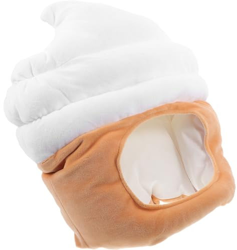 ELEOUTI Niedlicher Eiscremehut Baumwolle Hut aus Eiscreme Plüsch mit Pp als Fotorequisite Kostümaccessoire Cosplay und Party für Geburtstag und Fasching