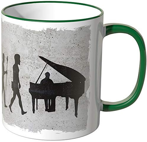 JUNIWORDS Tasse - Wähle Motiv & Farbe - Evolution Piano - Grün