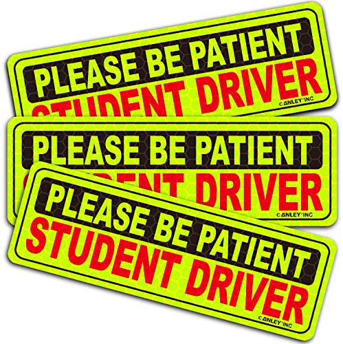 Anley Reflektierende magnetische Autoschilder für Studentenfahrer – Please Be Patient Student Driver – Fahrzeugsicherheits-Stoßstangenmagnet für Neue Fahrer oder Anfänger, 25,4 cm – Set mit 3 Stück