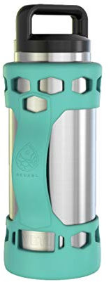 REUZBL Bouteille Bumper Protection Housse en Silicone avec poignée pour Yeti Rambler Flasque, 737,1 Gram 1 020,6 Gram, Vert d'eau, 36oz