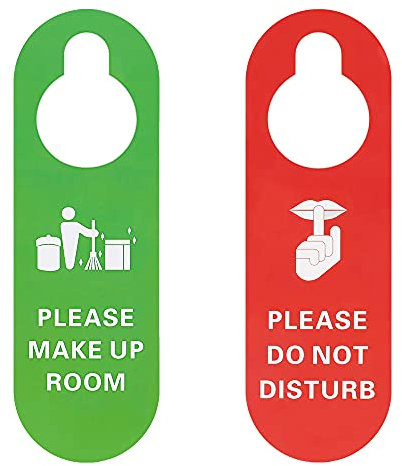 Aspire 2 Carteles para Puerta con Texto de Please Make UP Room y Please Do Not Disturb por Ambos Lados, Service Puerta Colgador, en Color Rojo y Verde