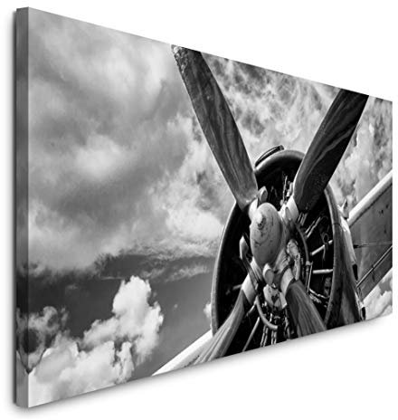 Paul Sinus Art GmbH Flugzeug im Retro Design 120x 50cm Panorama Leinwand Bild XXL Format Wandbilder Wohnzimmer Wohnung Deko Kunstdrucke