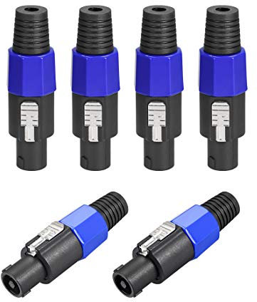 sourcing map SpeakOns Speaker Adapter Connectors,4-Pole Speaker Plug Twist Lock,Speakons Compatible,6pcs