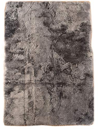 generisch ÖKO Island LAMMFELL Teppich GRAU GEFÄRBT CA. 180 x 110 cm Fell Teppich KURZWOLLIG AUS 4 Island LAMMFELLEN VON KUHFELLE ONLINE