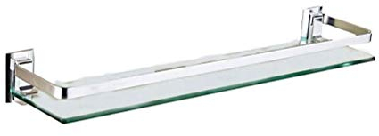 QingH yy Glas klar Regal Badezimmer Regal mit Schiene Wandmontage, Edelstahl matt YueB HBK (Size : 60cm)