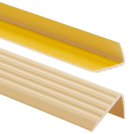 PVC Treppenkantenprofil Selbstklebend Winkelprofil Anti-Rutsch Treppenkante 41x25mm 0,9m, Cremefarbe